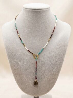 Handmade Vibrant Boho Seed Bead Lariat Drop Necklace